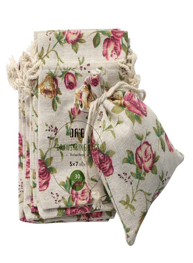DRQ Burlap Bags with Drawstring, Rose Burlap (5 by 7 inch) Gift Bags,Party Favor Bags for Wedding Party Favors, DIY Craft, Christmas,Presents (Set of 30) - Image 1